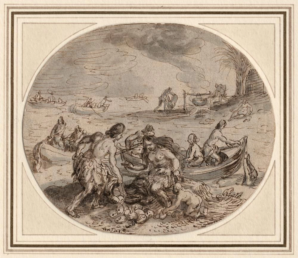 I pescatori di vongole sulla spiaggia